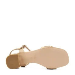 Sandali Donna Tacco Medio in Pelle Biscotto