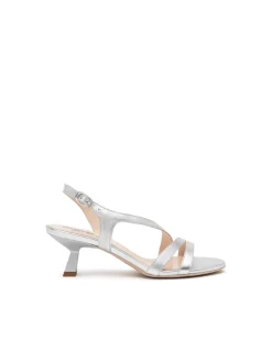 Sandali Donna Tacco Svasato in Pelle Argento