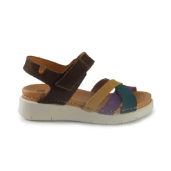 Sandali Donna Zeppa Bassa in Pelle Multicolor