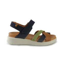 Sandali Donna Zeppa Bassa in Pelle Multicolor