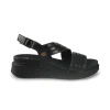 Sandali Donna Zeppa Bassa in Pelle Nero