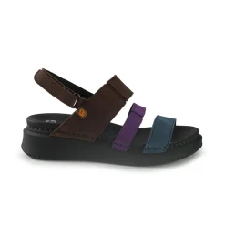 Sandali Donna Zeppa Bassa in Pelle Multicolor