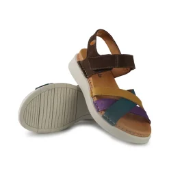 Sandali Donna Zeppa Bassa in Pelle Multicolor