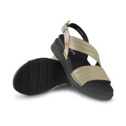 Sandali Donna Zeppa Bassa in Pelle Bianco Off