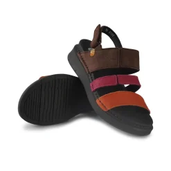 Sandali Donna Zeppa Bassa in Pelle Multicolor