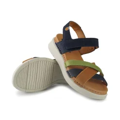 Sandali Donna Zeppa Bassa in Pelle Multicolor