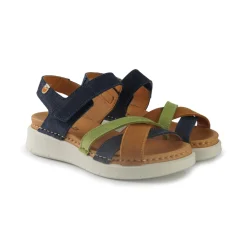 Sandali Donna Zeppa Bassa in Pelle Multicolor