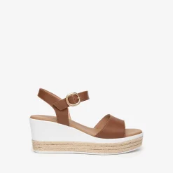 Sandali Donna Zeppa Cognac