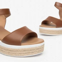 Sandali Donna Zeppa Cognac