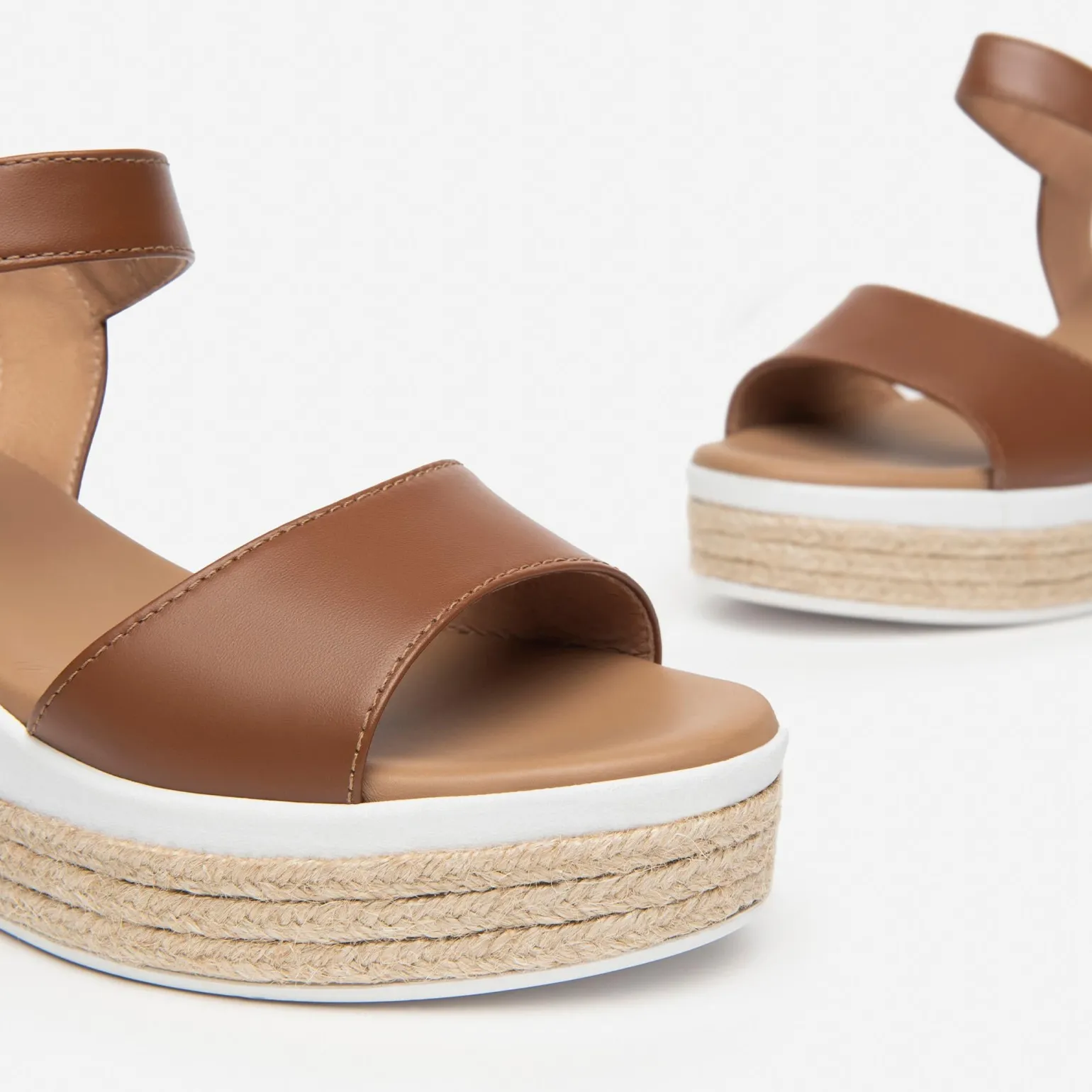 Sandali Donna Zeppa Cognac