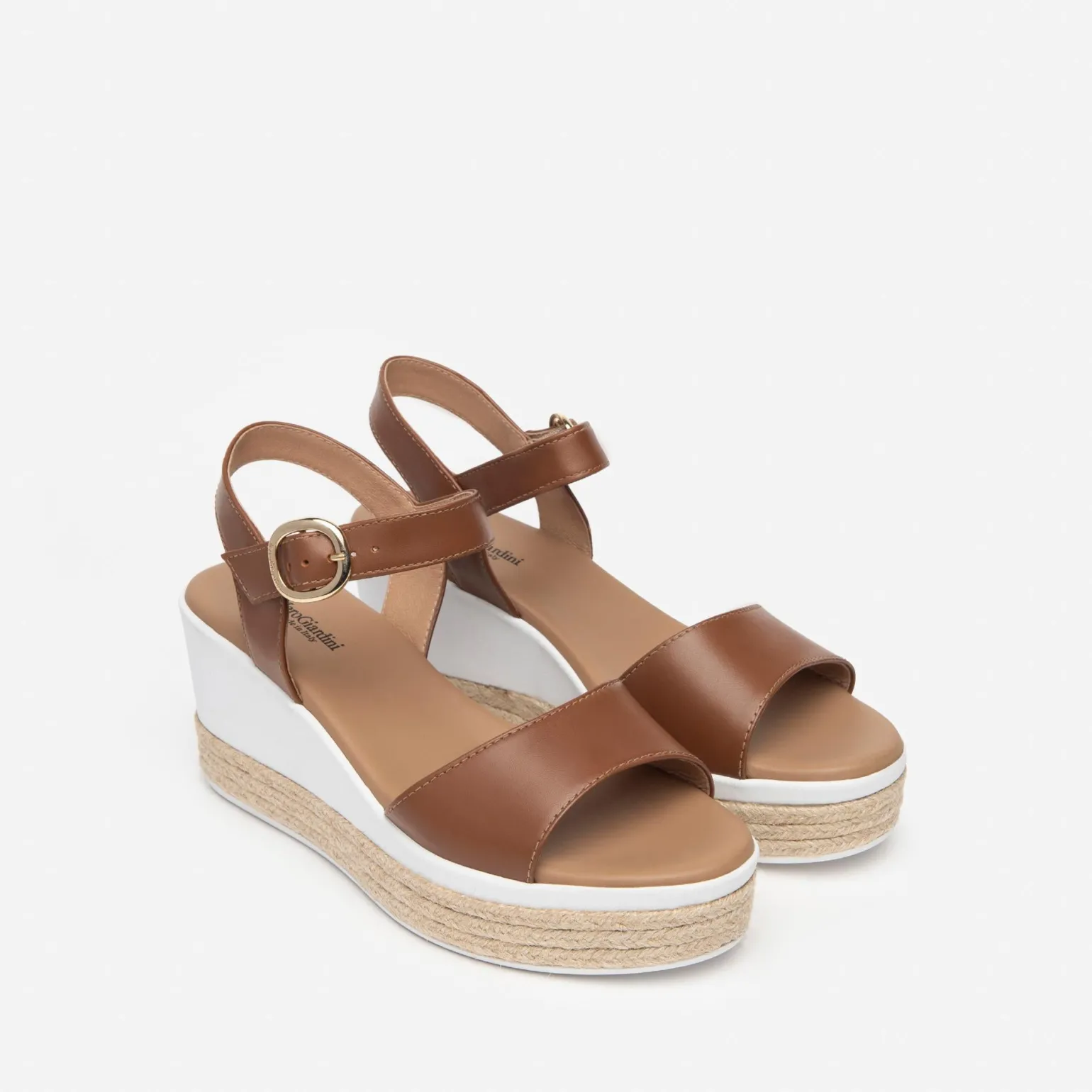 Sandali Donna Zeppa Cognac