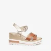 Sandali Donna Zeppa Pelle Cognac