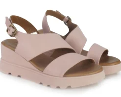 Sandali Donna Zeppa Pelle Rosa
