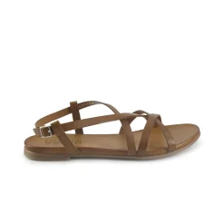 Sandali Flat Donna in Pelle Cuoio