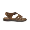 Sandali Flat Donna in Pelle Cuoio