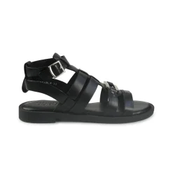 Sandali Flat Donna in Pelle Nero