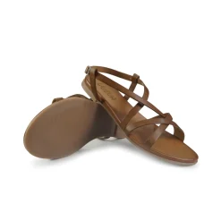 Sandali Flat Donna in Pelle Cuoio