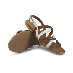 Sandali Flat Donna in Pelle Bianco Multi