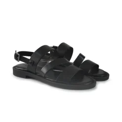 Sandali Flat Donna in Pelle Nero