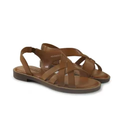 Sandali Flat Donna in Pelle Cuoio