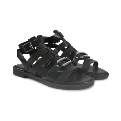 Sandali Flat Donna in Pelle Nero