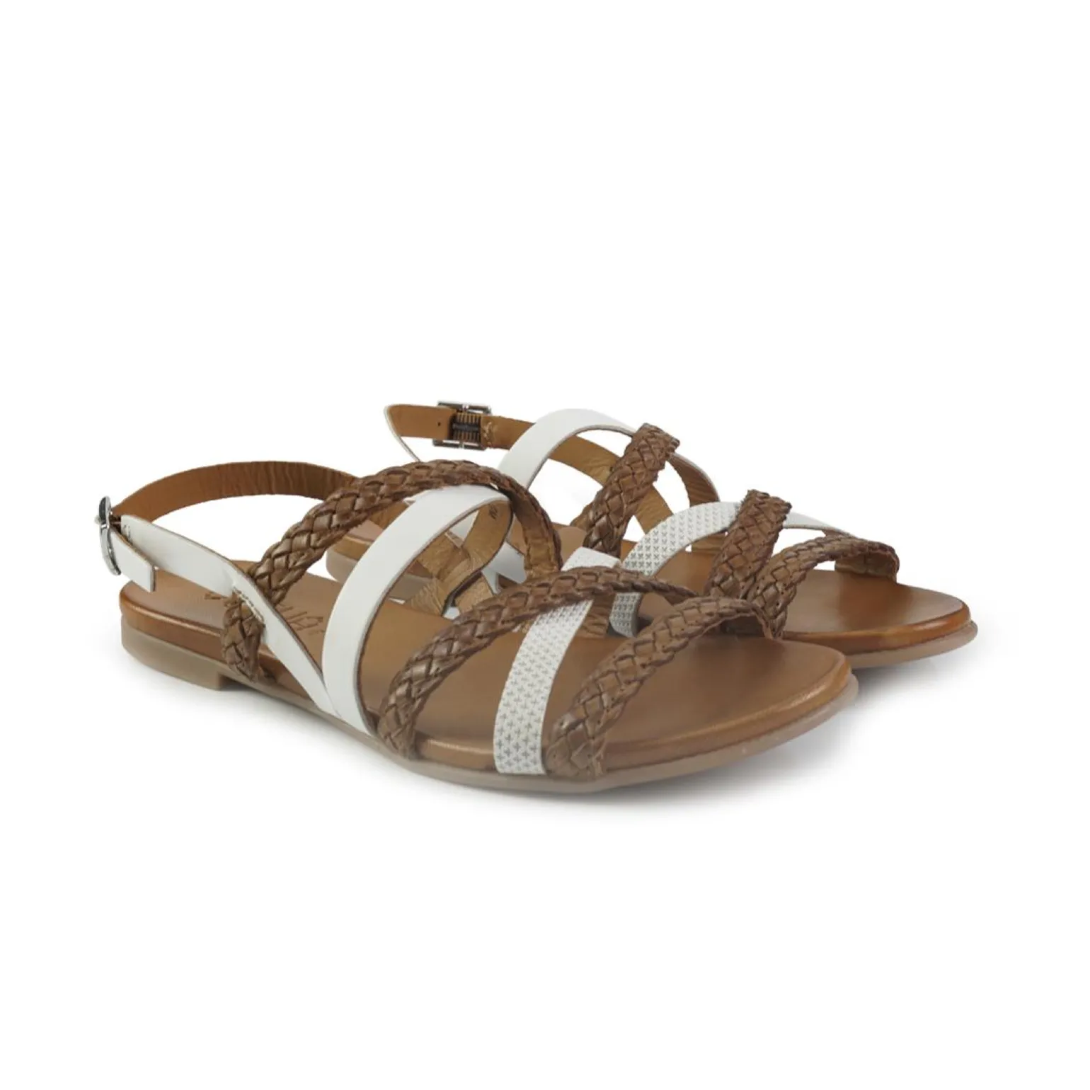 Sandali Flat Donna in Pelle Bianco Multi