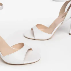 Sandali in Pelle Bianca con Tacco a Spillo