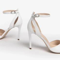 Sandali in Pelle Bianca con Tacco a Spillo