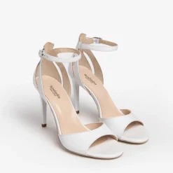 Sandali in Pelle Bianca con Tacco a Spillo