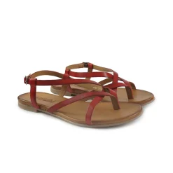 Sandali Infradito Flat Donna in Pelle Rosso