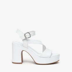 Sandali Tacco e Plateau Pelle Bianco