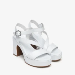 Sandali Tacco e Plateau Pelle Bianco
