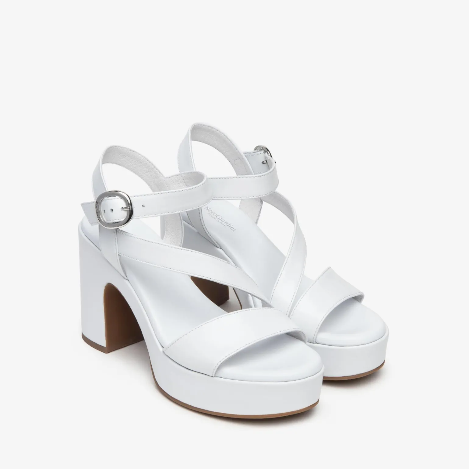 Sandali Tacco e Plateau Pelle Bianco