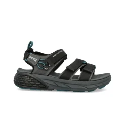 Sandali Uomo con Doppio Velcro in Tessuto Nero