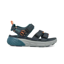 Sandali Uomo con Doppio Velcro in Tessuto Blu