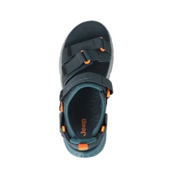 Sandali Uomo con Doppio Velcro in Tessuto Blu