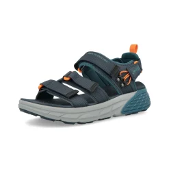 Sandali Uomo con Doppio Velcro in Tessuto Blu