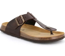 Sandali Uomo Infradito con Plantare Anatomico in Pelle