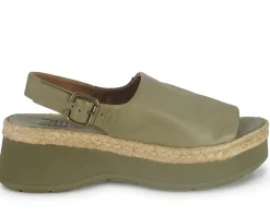 Sandali Zeppa Pelle Verde