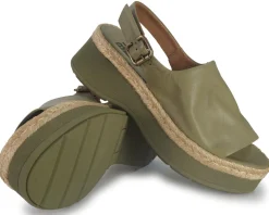 Sandali Zeppa Pelle Verde
