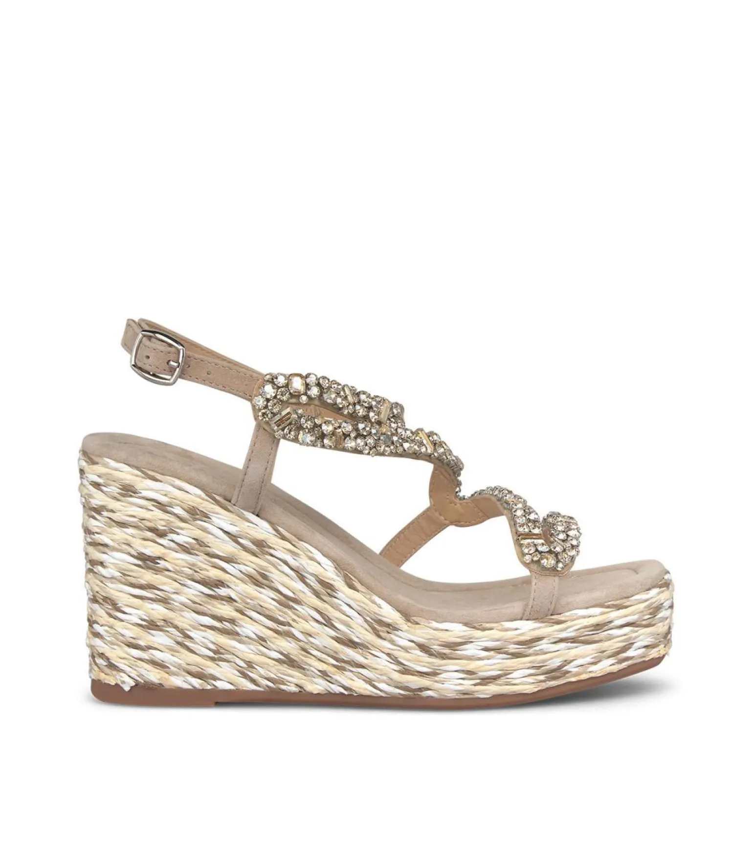 Sandali Zeppa Raffia Gioiello Visone