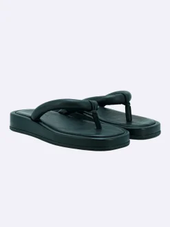 Sandalo Basso Donna Infradito Bikini in Pelle Nero