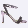 Sandalo Elegante Cerimonia Tacco Alto Strass Viola