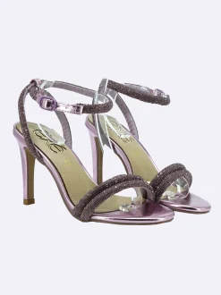 Sandalo Elegante Cerimonia Tacco Alto Strass Viola