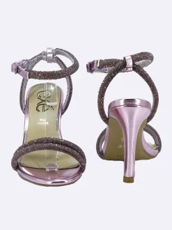 Sandalo Elegante Cerimonia Tacco Alto Strass Viola