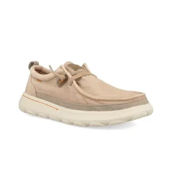 Scarpe Slip On Uomo in Tessuto Sabbia