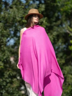Scialle Lana Misto Seta Fuxia