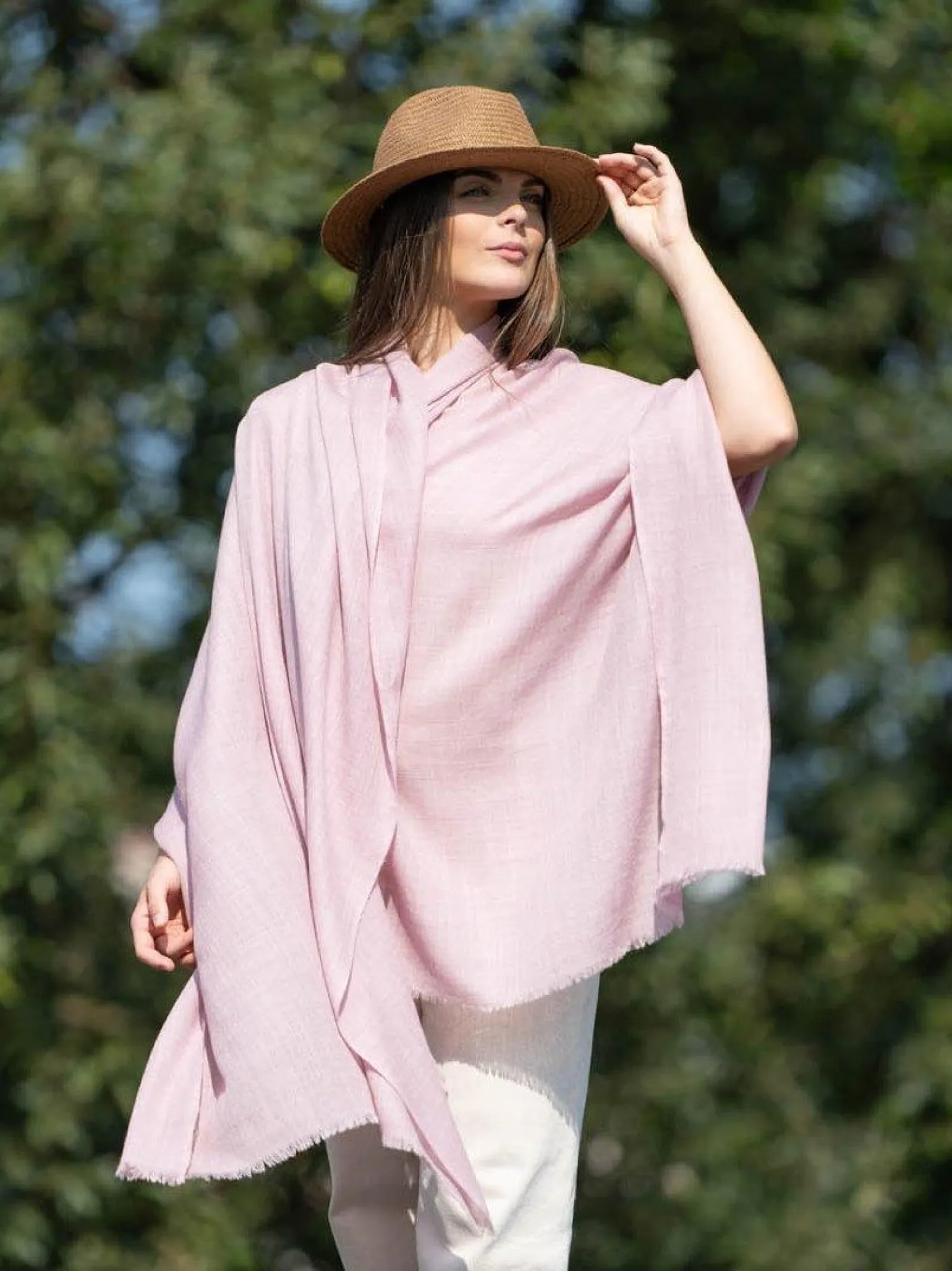 Scialle Lana Misto Seta Rosa