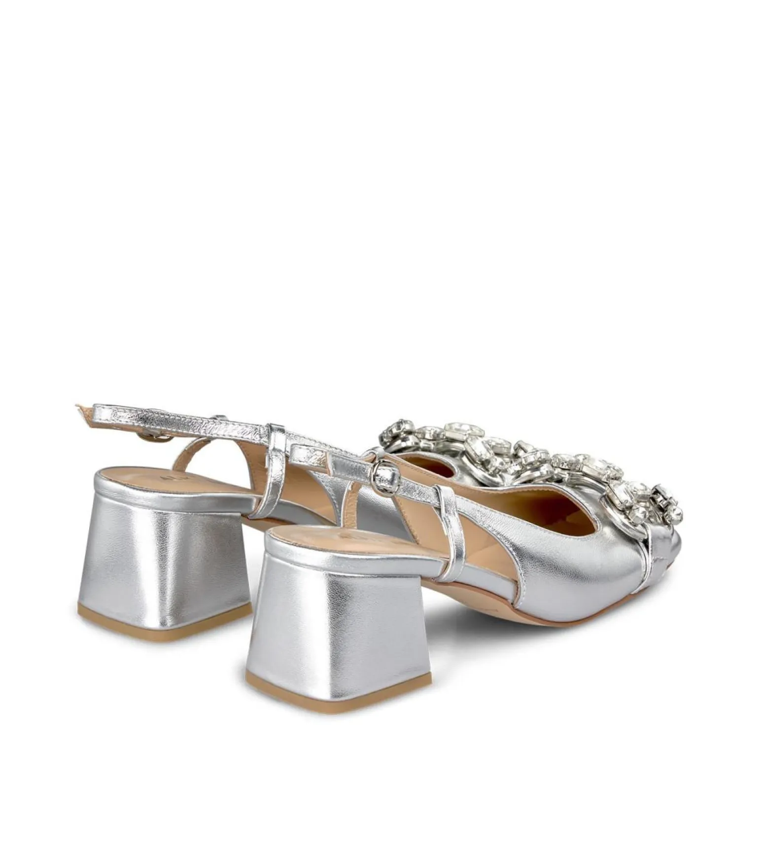 Slingback Gioiello Laminato Argento