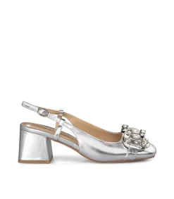 Slingback Gioiello Laminato Argento